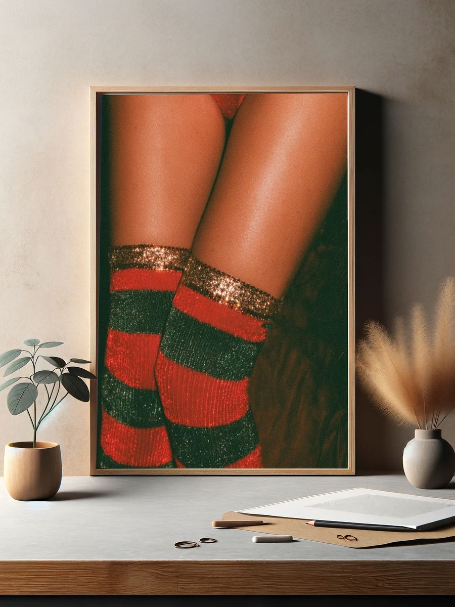 Glitter Striped Legs Photography Poster. — room view 2