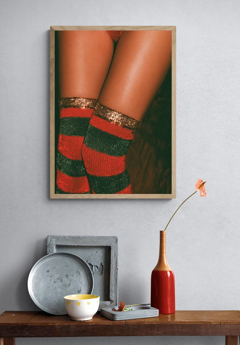 Glitter Striped Legs Photography Poster. — room view 3