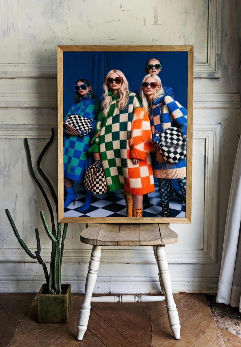 Checkerboard Fashion Photography Poster. — room view 1