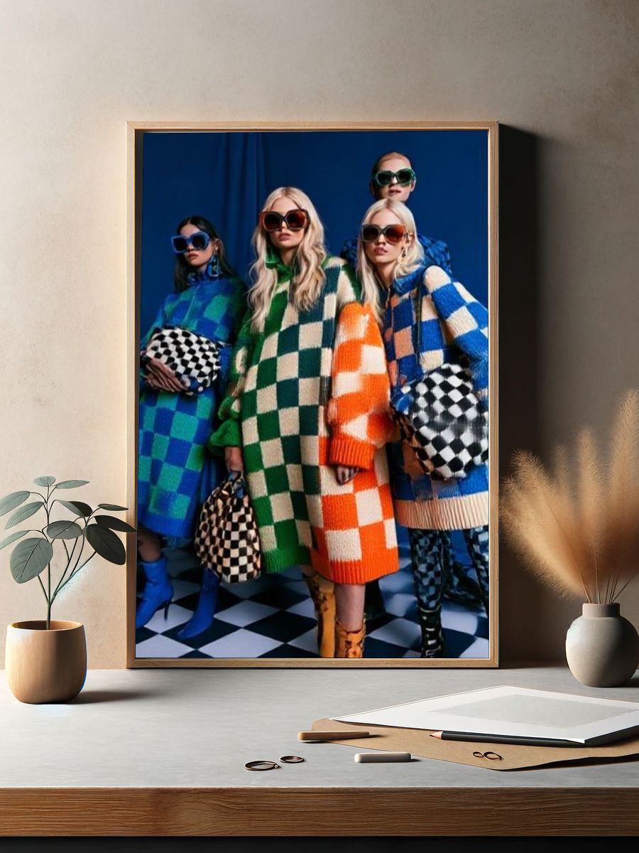Checkerboard Fashion Photography Poster. — room view 2