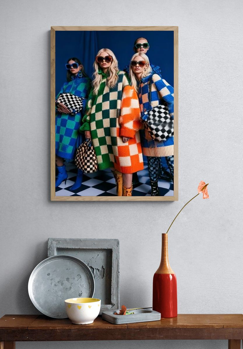 Checkerboard Fashion Photography Poster. — room view 3
