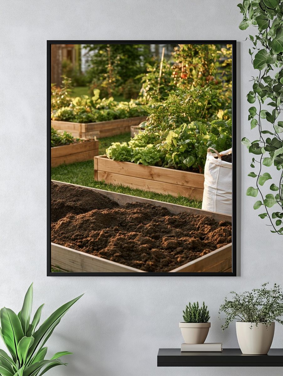 Sunlit Garden Beds Photography Poster. — room view 4
