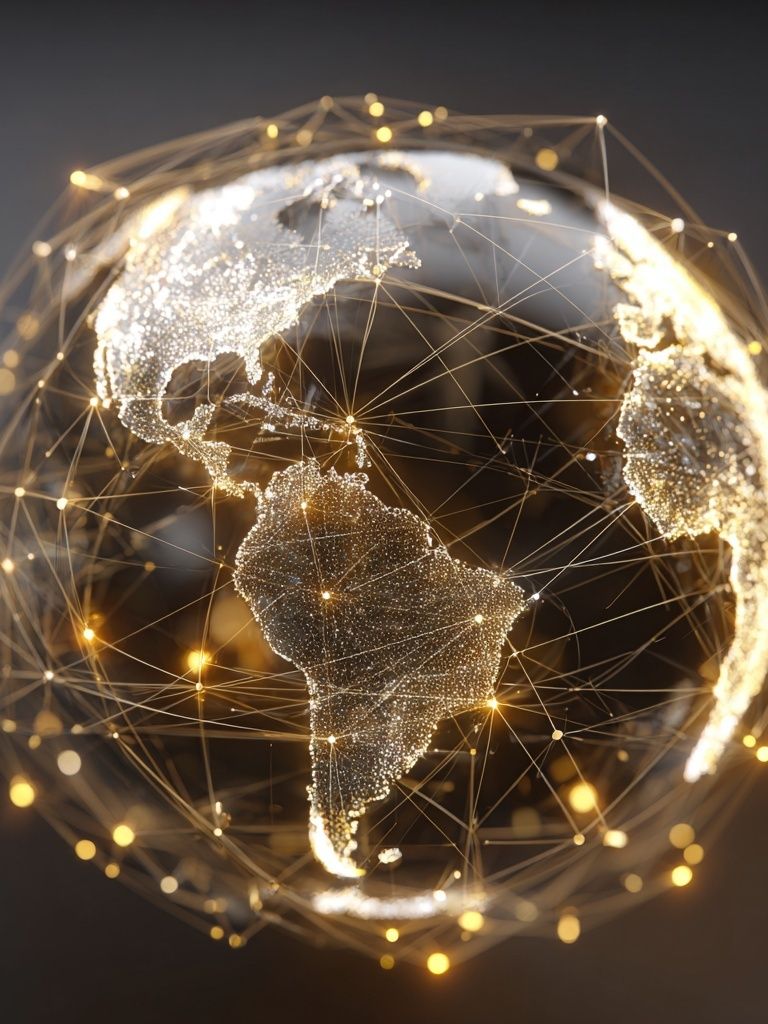 Glowing Digital Globe Photography Poster. poster detail