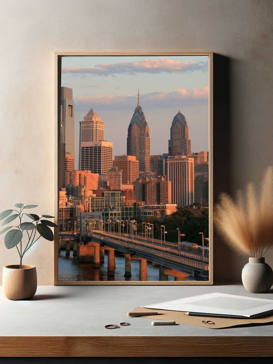 Philadelphia Skyline at Sunset Poster. — room view 2