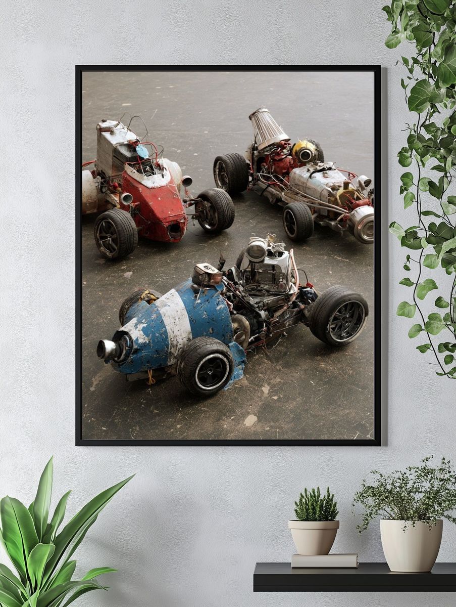 Scrap Racing Cars Photography Poster. — room view 4