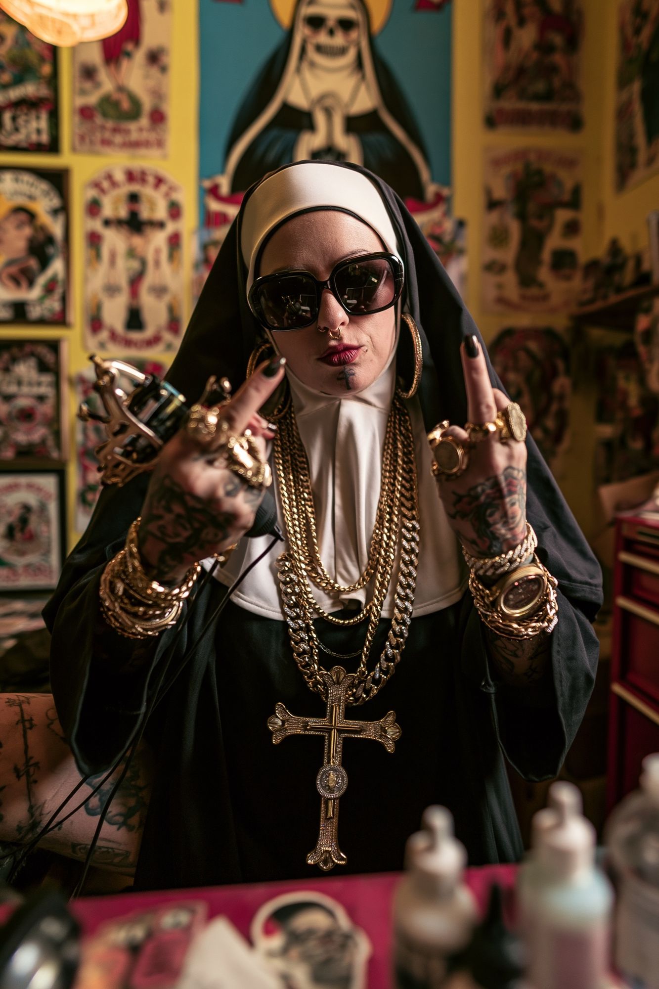 Tattooed Nun Portrait Photography Poster. poster — photography art