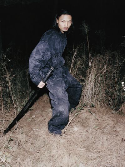 Night Forest Samurai Photography Poster. poster