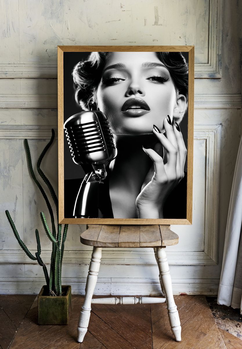 Vintage Jazz Singer Portrait Poster. room preview