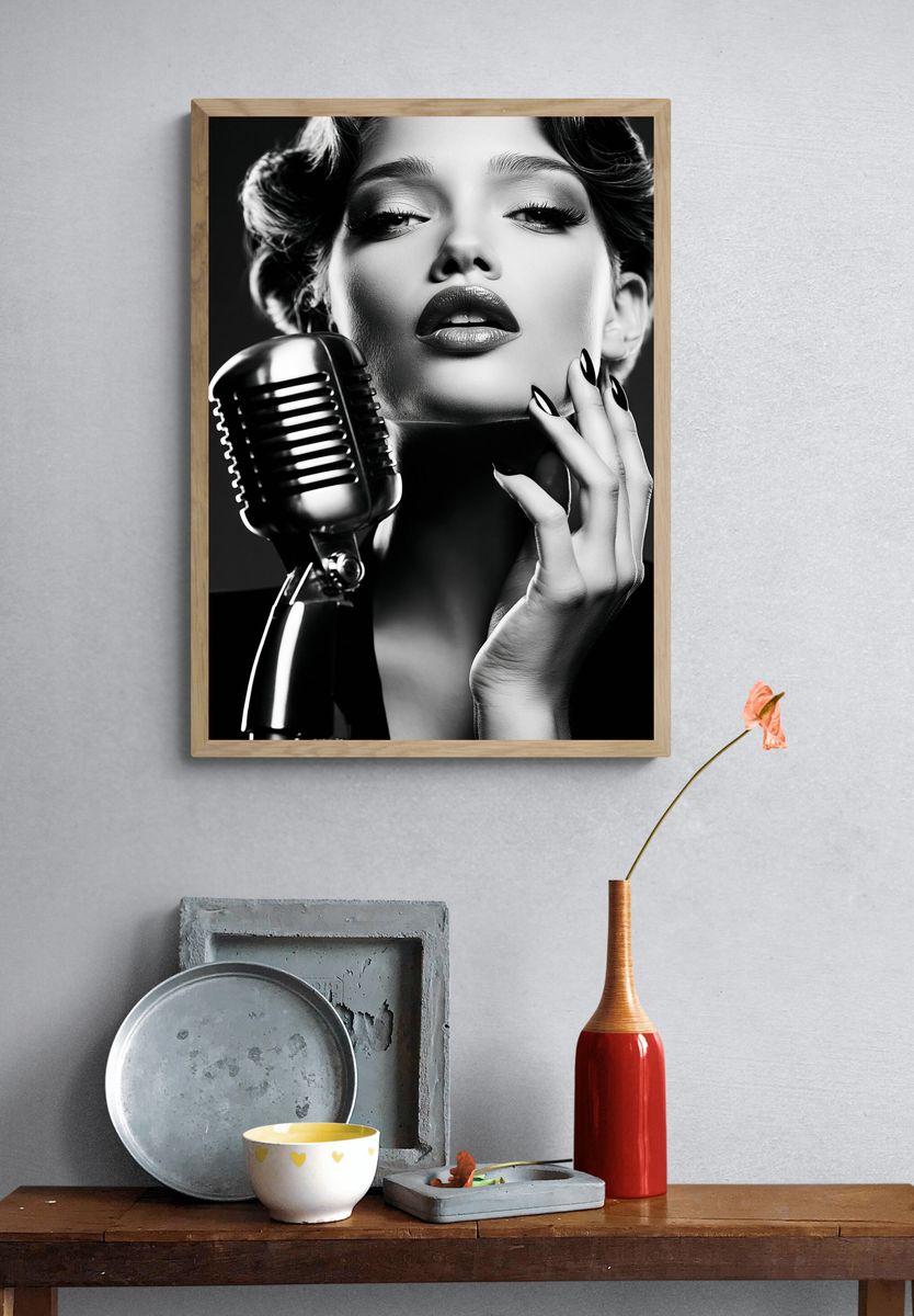 Vintage Jazz Singer Portrait Poster. — room view 3