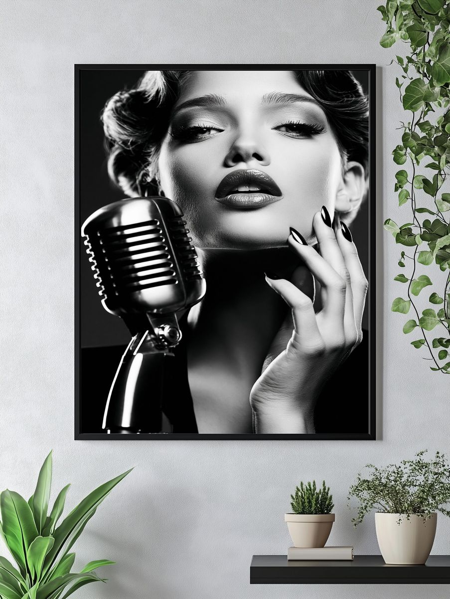 Vintage Jazz Singer Portrait Poster. — room view 4