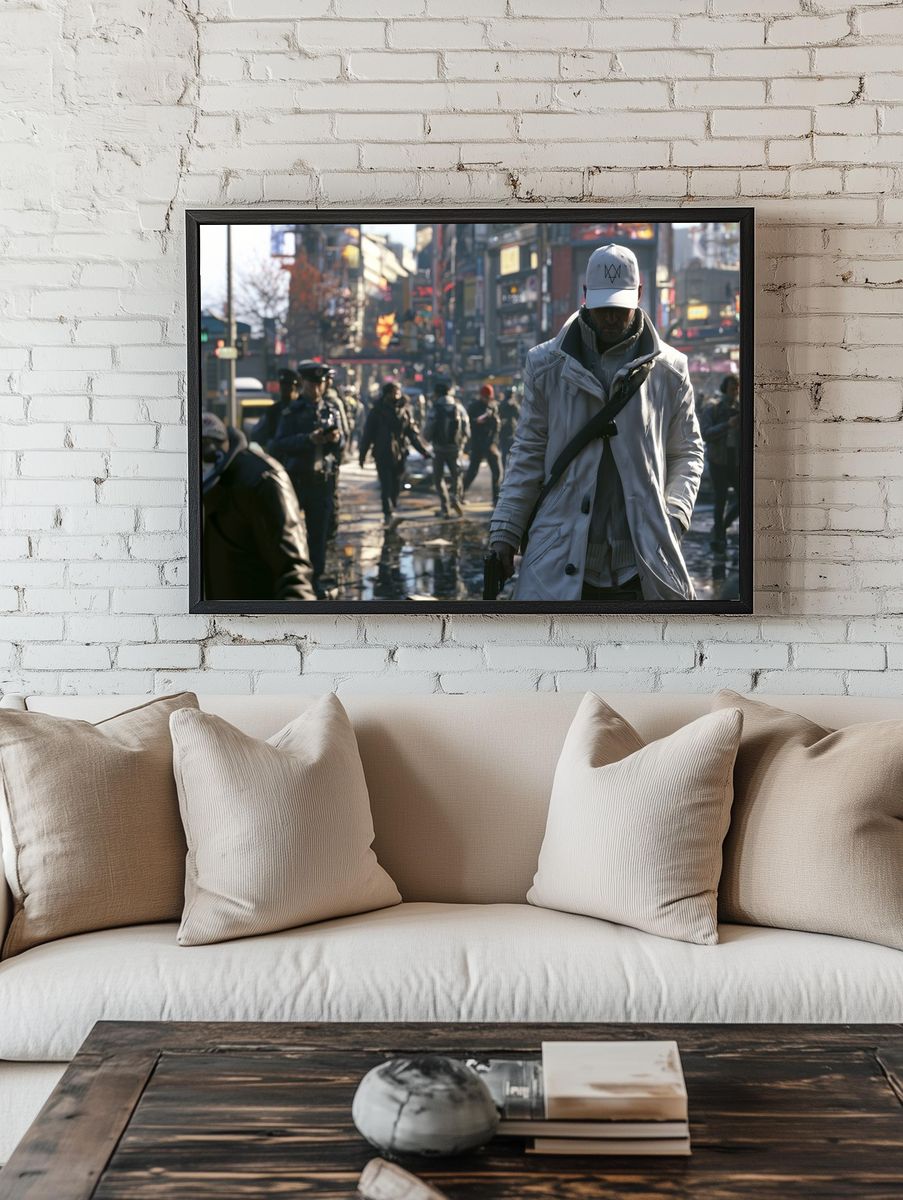 Rainy City Street Portrait Poster. — room view 1