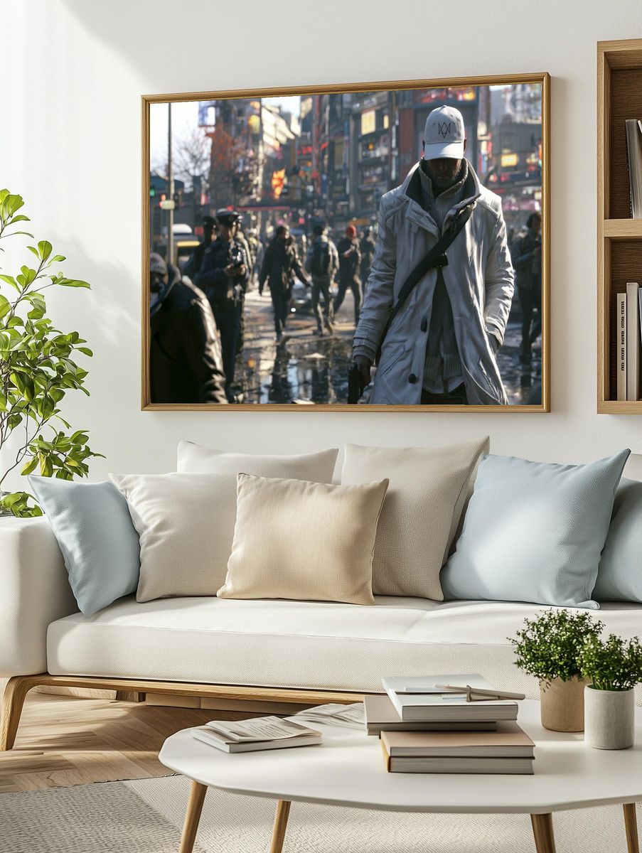Rainy City Street Portrait Poster. — room view 2