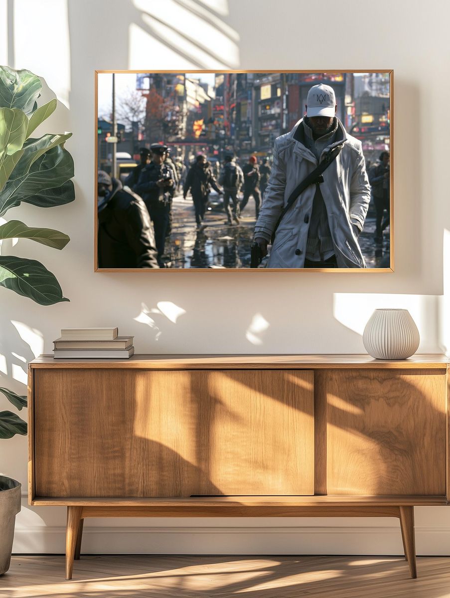 Rainy City Street Portrait Poster. — room view 3