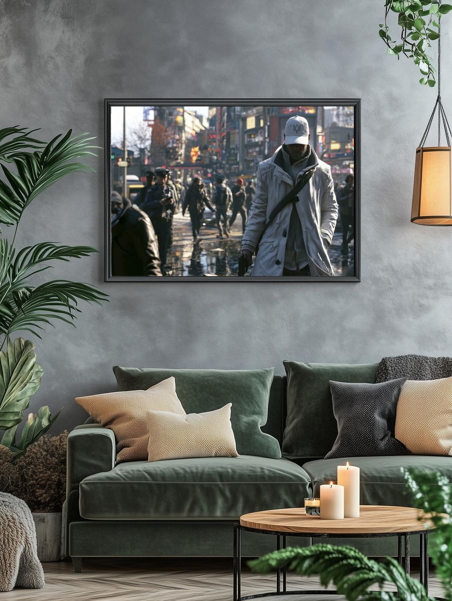 Rainy City Street Portrait Poster. — room view 4