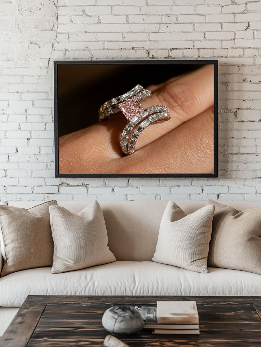 Diamond Ring Close-Up Photography Poster. — room view 1