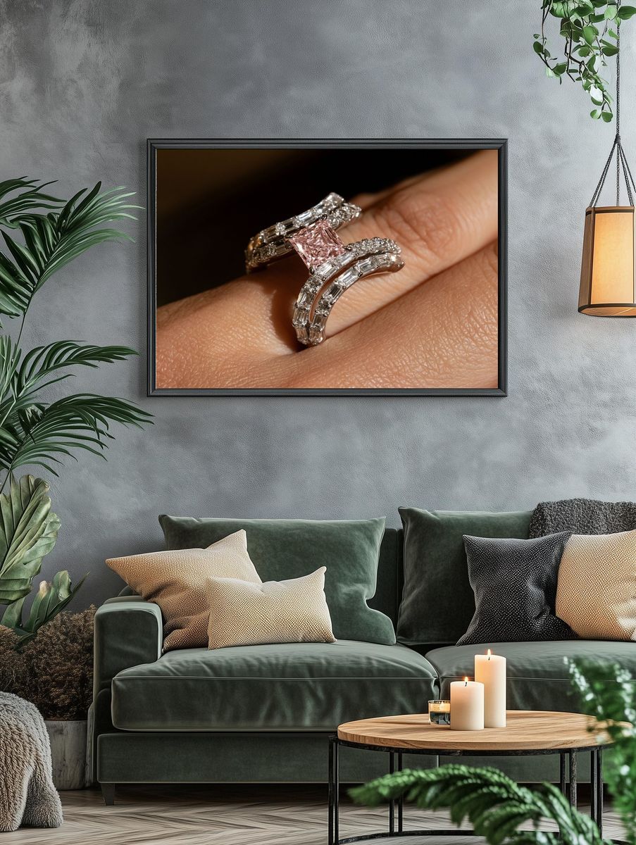 Diamond Ring Close-Up Photography Poster. — room view 4