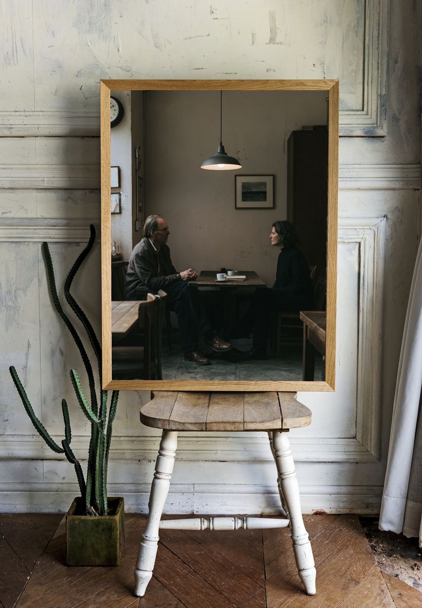 Quiet Café Conversation Photography Poster. room preview