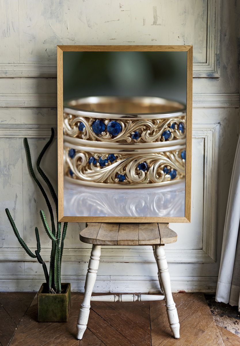 Ornate Sapphire Rings Photography Poster. room preview