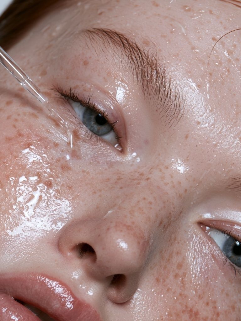 Freckled Face Serum Portrait Print. poster — photography art