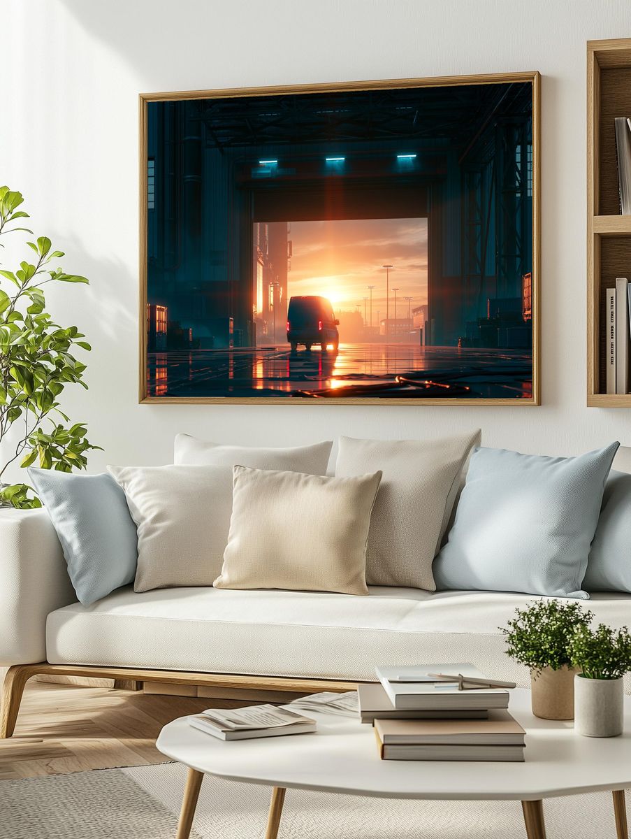 Industrial Sunset Van Photography Poster. — room view 2