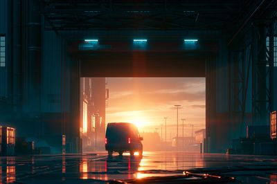 Industrial Sunset Van Photography Poster. poster