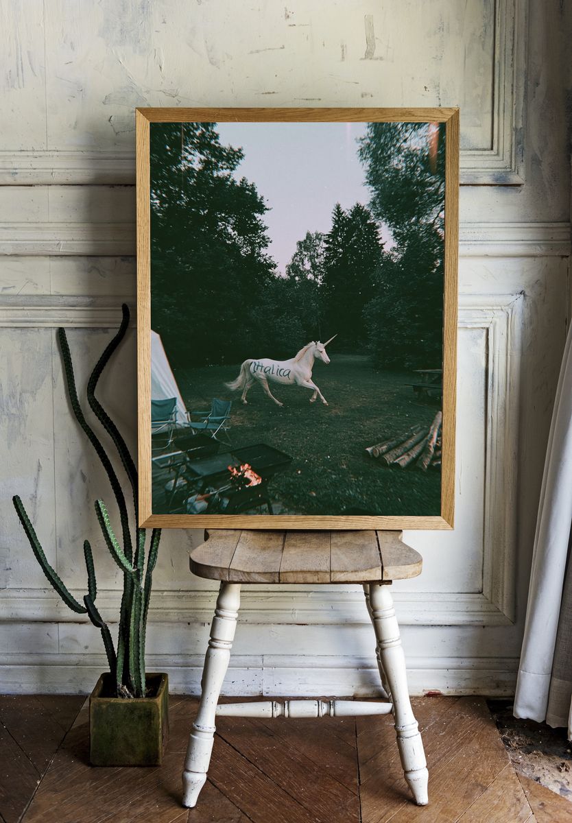 Unicorn in the Forest Photography Poster. — room view 1