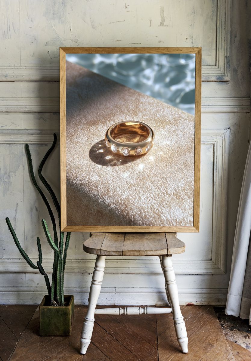 Gold Diamond Ring Photography Poster. — room view 1