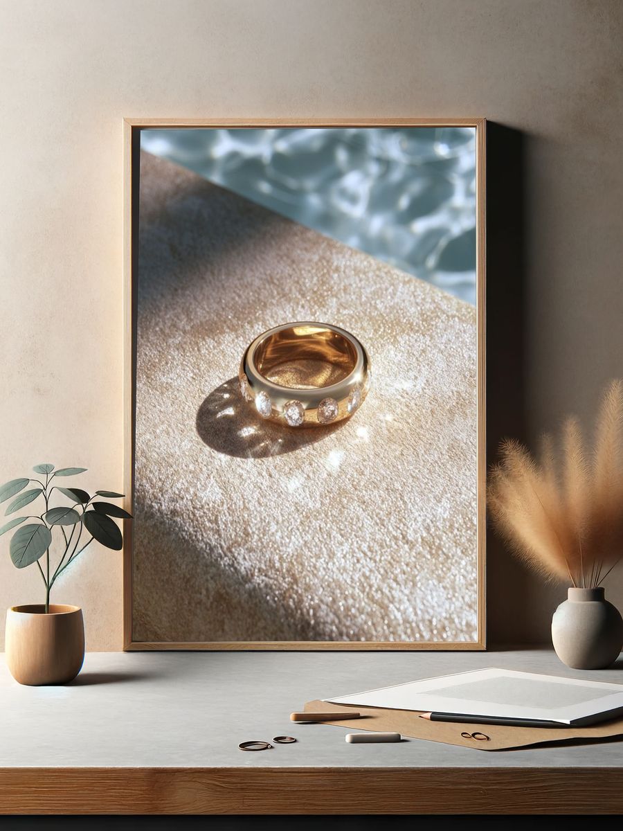 Gold Diamond Ring Photography Poster. — room view 2