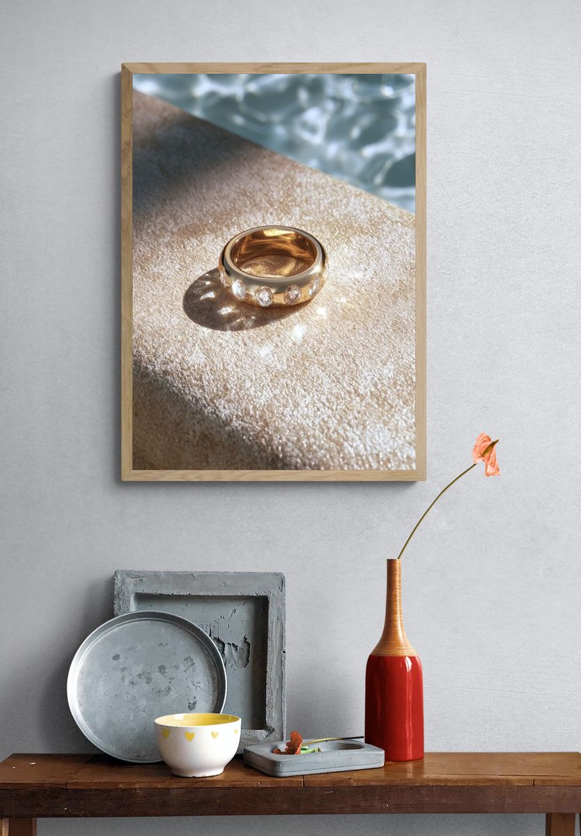 Gold Diamond Ring Photography Poster. — room view 3