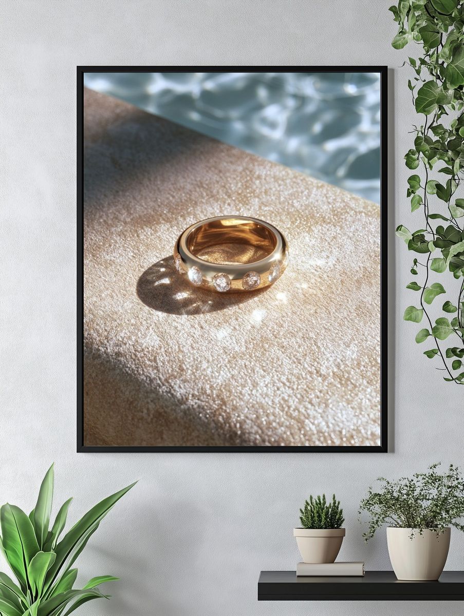 Gold Diamond Ring Photography Poster. — room view 4