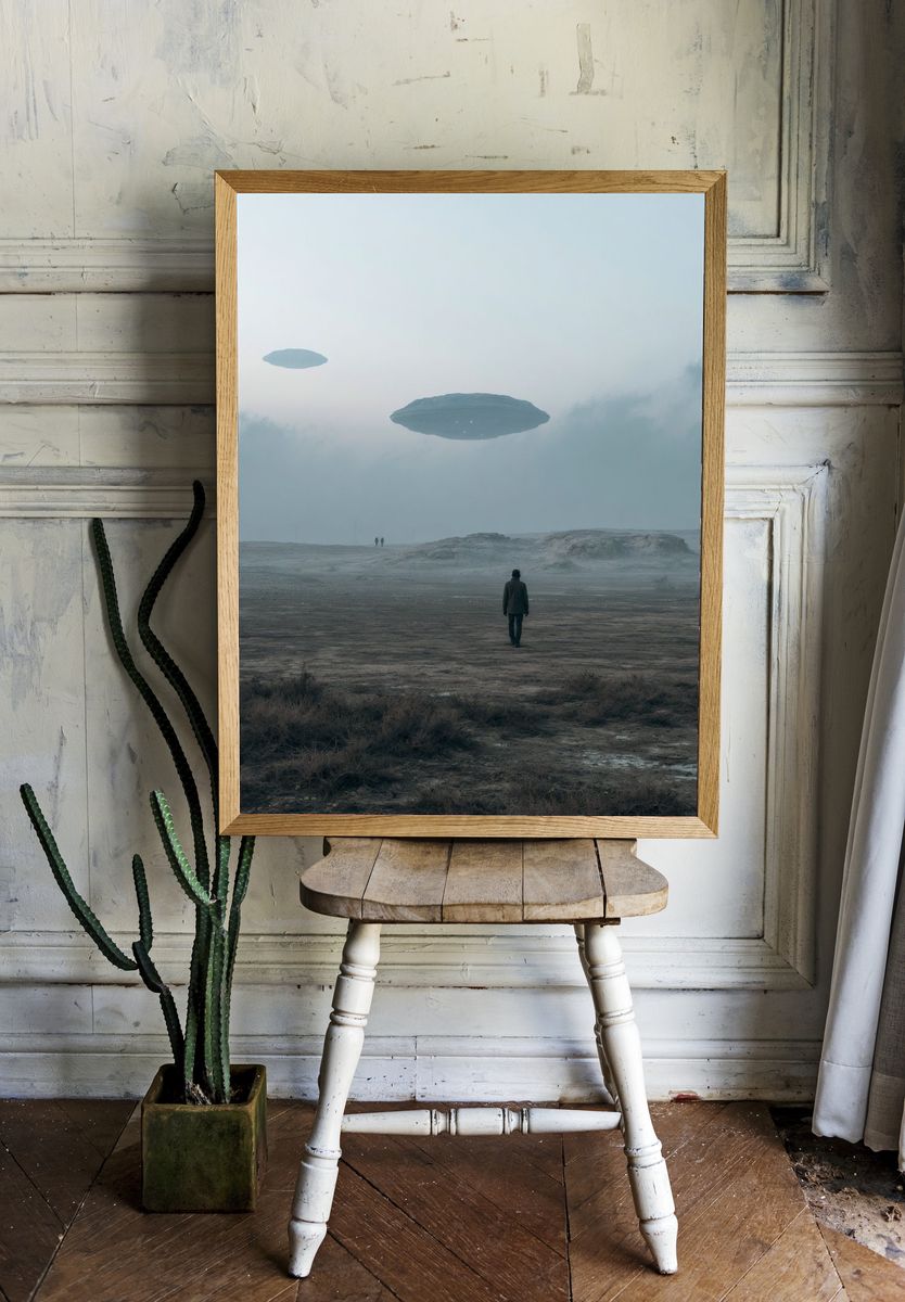 Misty Alien Landscape Photography Poster. room preview