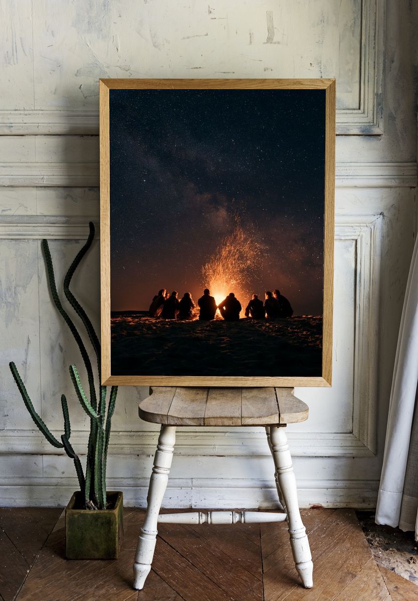 Campfire Under the Stars Photography Poster. room preview