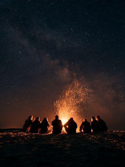 Campfire Under the Stars Photography Poster.