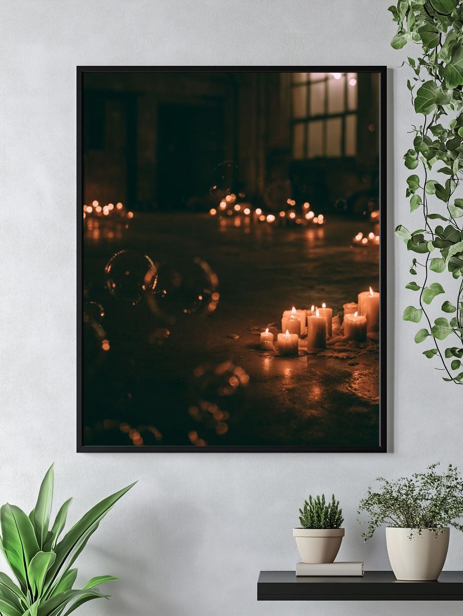 Candlelit Floor Glow Photography Poster. — room view 4