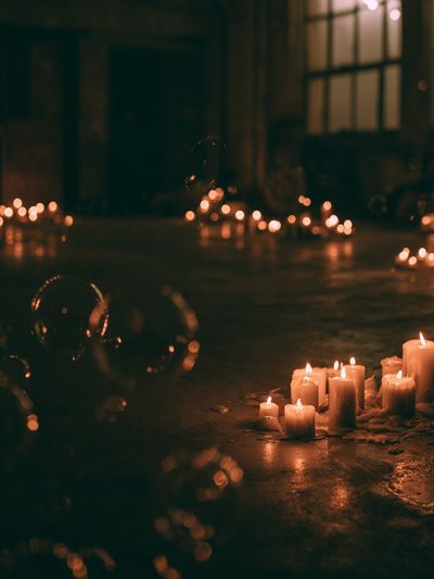 Candlelit Floor Glow Photography Poster. poster