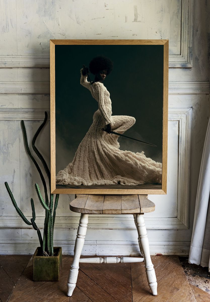 Afrofuturist Warrior Portrait Poster. — room view 1