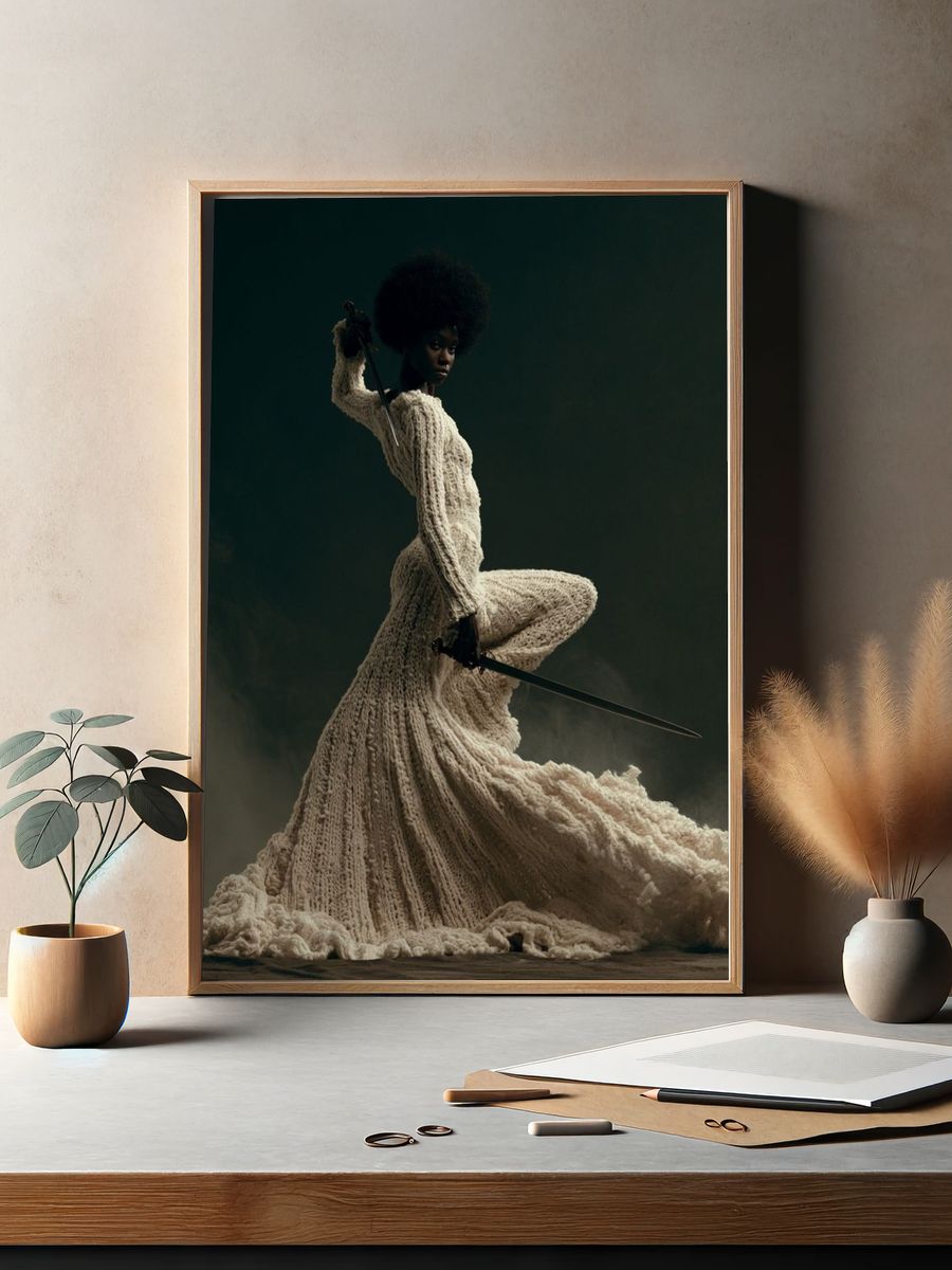 Afrofuturist Warrior Portrait Poster. — room view 2