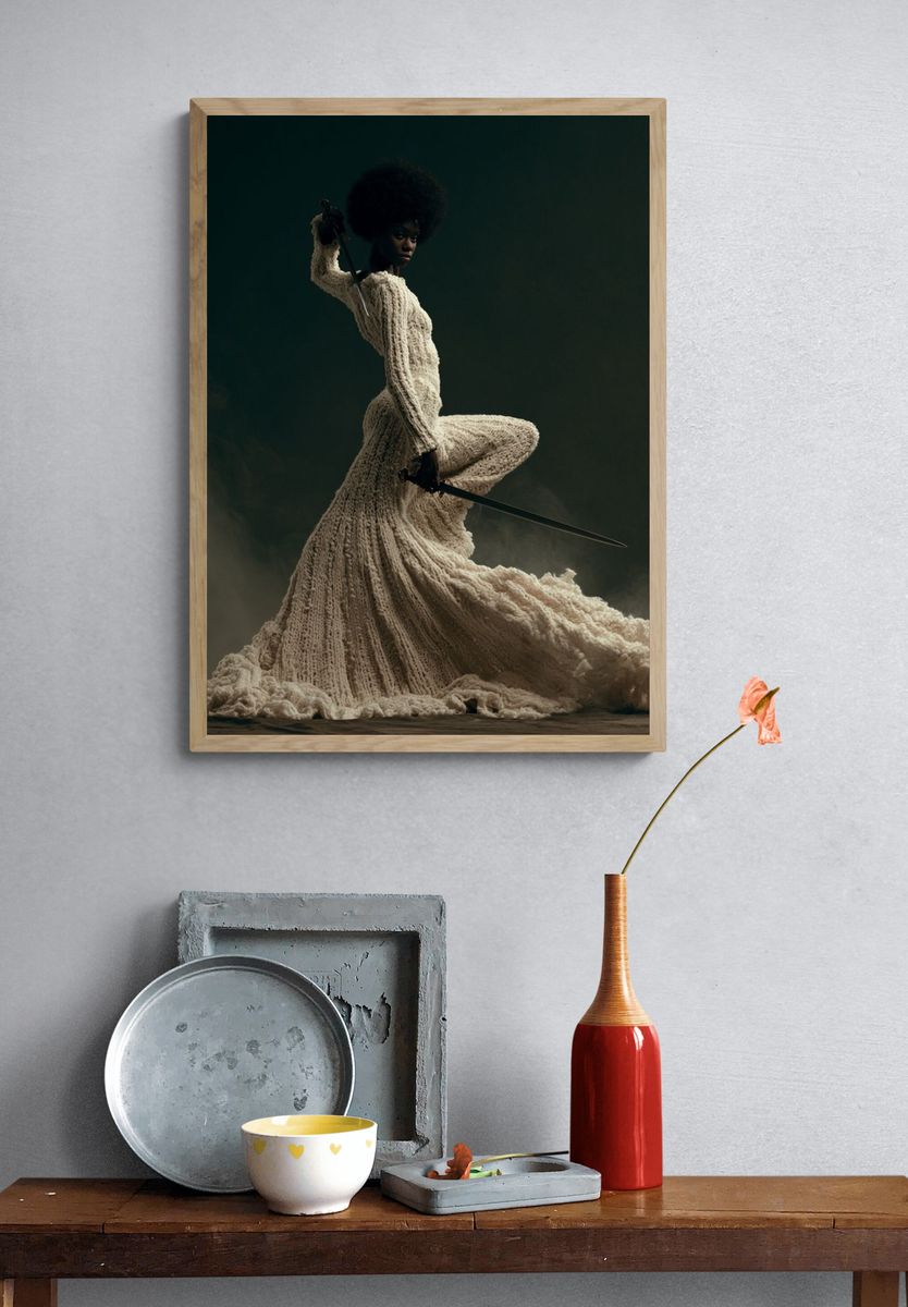 Afrofuturist Warrior Portrait Poster. — room view 3