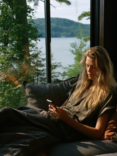 Lakeside Window Portrait Photography Poster.