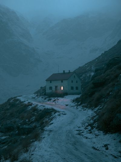 Misty Mountain Cabin Photography Poster.
