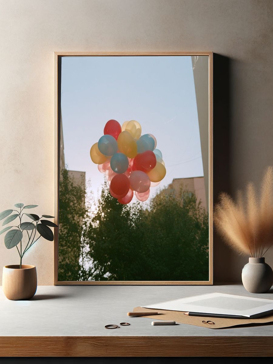 Floating Balloons Street Photography Poster. — room view 2
