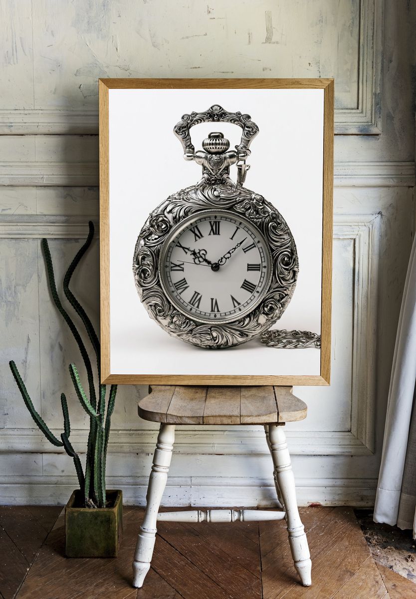 Ornate Pocket Watch Photography Poster. — room view 1
