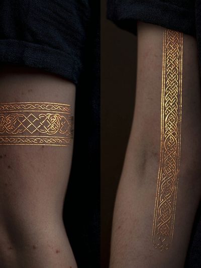 Golden Celtic Arm Bands Photography Print. poster print