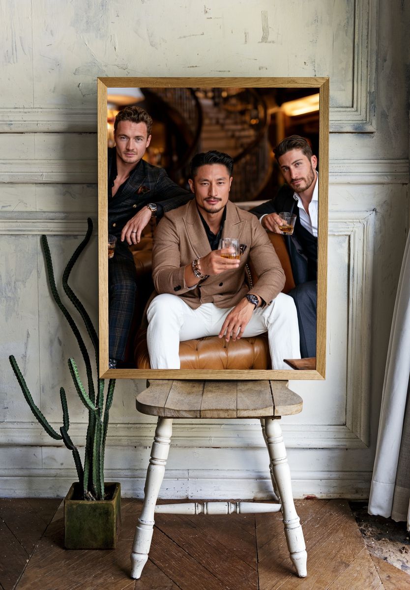 Luxury Men’s Lounge Portrait Print. — room view 1