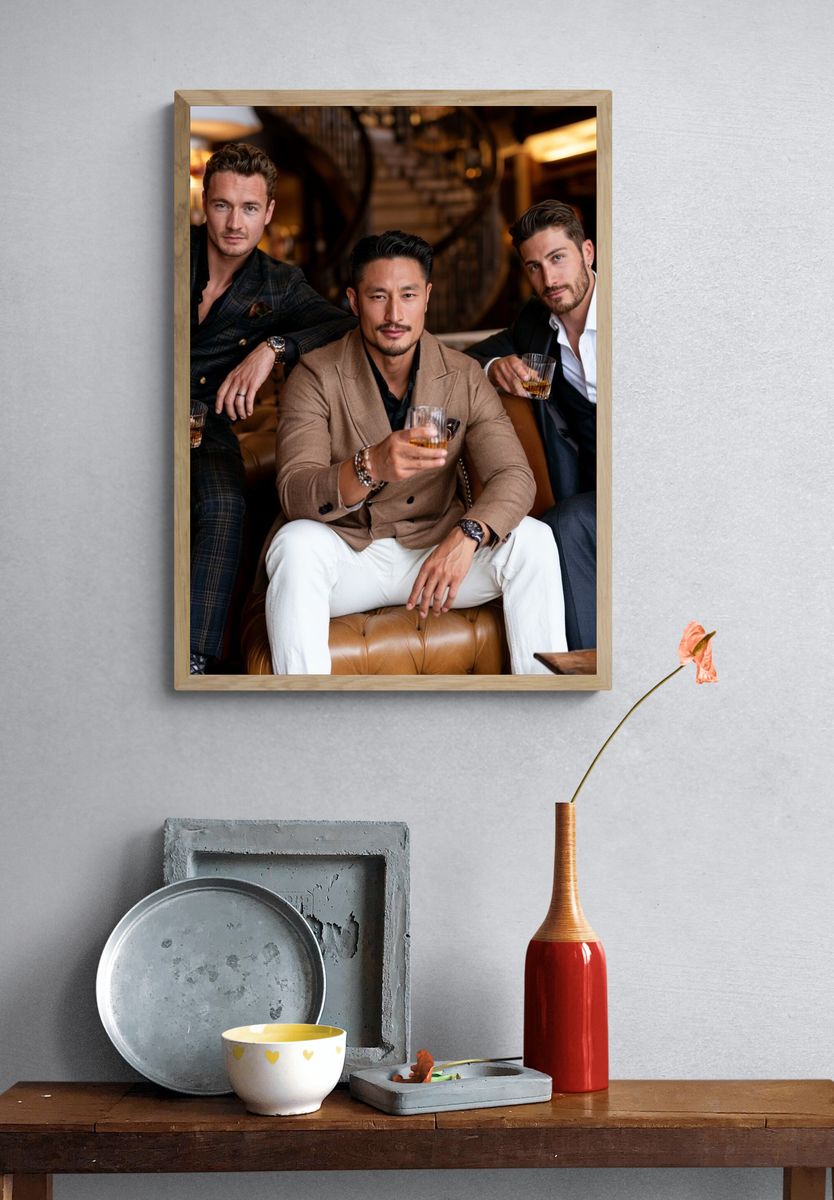 Luxury Men’s Lounge Portrait Print. — room view 3