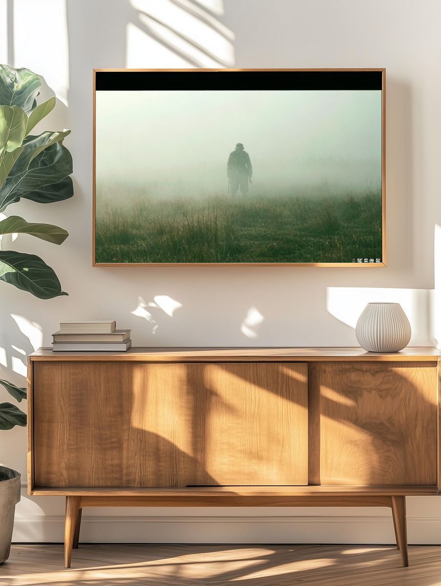 Foggy Lone Figure Photography Poster. — room view 3