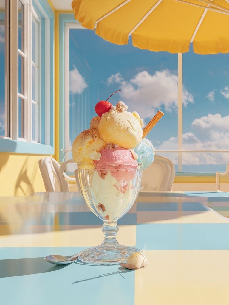 Pastel Ice Cream Sundae Photography Poster. poster detail