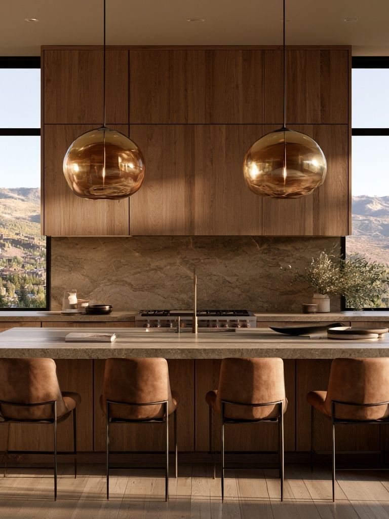 Modern Wood Kitchen Interior Print. poster detail