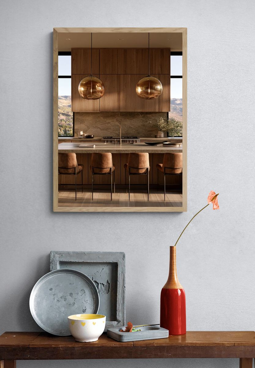 Modern Wood Kitchen Interior Print. — room view 3