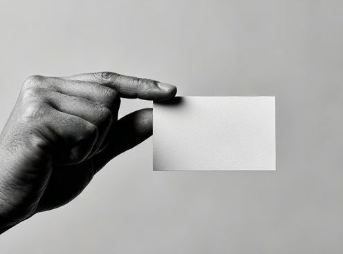 Hand Holding Blank Card Black-White Poster. poster — photography art